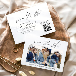 QR Code - Save the Date  Modern 3 Photo Elegant