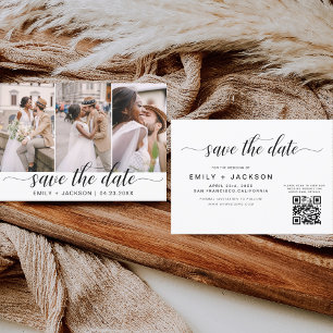 QR Code - Save the Date Modern Elegant 3 Photo
