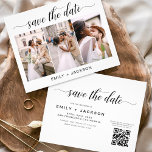 QR Code - Save the Date Modern Invitation 3 Photo  Flyer<br><div class="desc">QR Code - Modern and Elegant Landscape Horizontal Three (3) Photo Save the Date Wedding Magnet with hand lettered script typography. The save the date invitation magnet includes script typography and chic and simple design that you can add your customized engagement photograph picture to.</div>