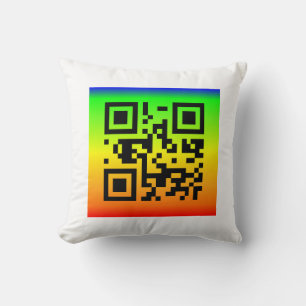 QR Code® Saying: BE HAPPY Cushion