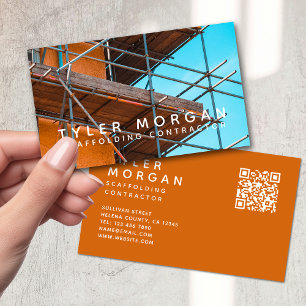 QR Code Scaffolding Contractor Business Card