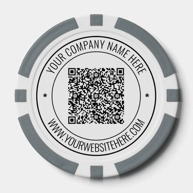 QR Code Scan and Custom Text Business Poker Chips (Front)
