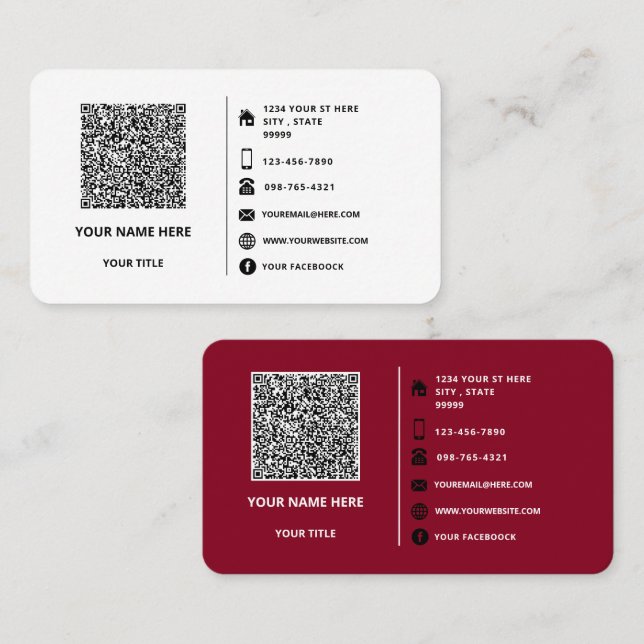 QR Code Scan and Text Business Card Choose Colours (Front/Back)