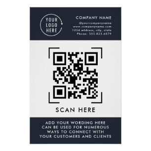 QR Code Scan   Business Logo Professional Poster