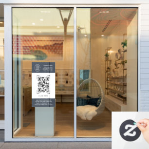 QR Code Scan   Business Logo Professional  Window Cling