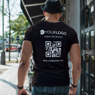 QR Code Scan Custom and Promotional Business Logo T-Shirt