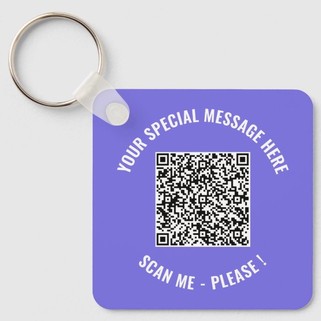 QR Code Scan Custom Text Keychain Template (Front)