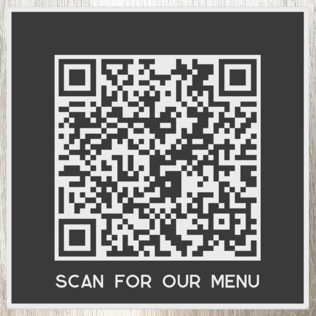 QR Code Scan for Menu Black (QR code business Scan for Menu custom text small business sticker)