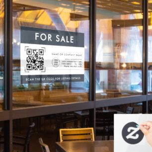 QR Code Scan For Sale   Business Logo   Window Cling