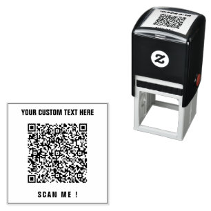 QR Code Scan Info and Custom Text Rubber Stamp