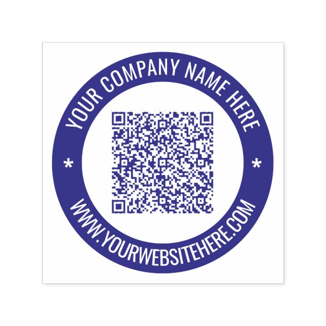 QR Code Scan Info and Text Round Self-inking Stamp (Design)