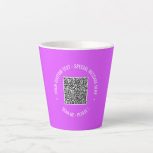 QR Code Scan Info Custom Text and Colors Latte Mug