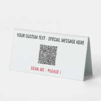 QR Code Scan Info Custom Text and Colour Table Sig