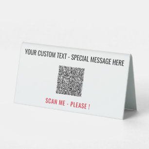 QR Code Scan Info Custom Text and Colour Table Sig