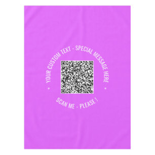 QR Code Scan Info Custom Text and Colour Tableclot Tablecloth