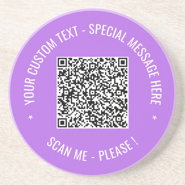 QR Code Scan Info Custom Text and Colours Coster Coaster (Front)