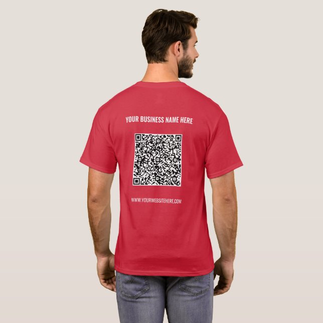 QR Code Scan Info Custom Text and Colours T-Shirt (Back Full)