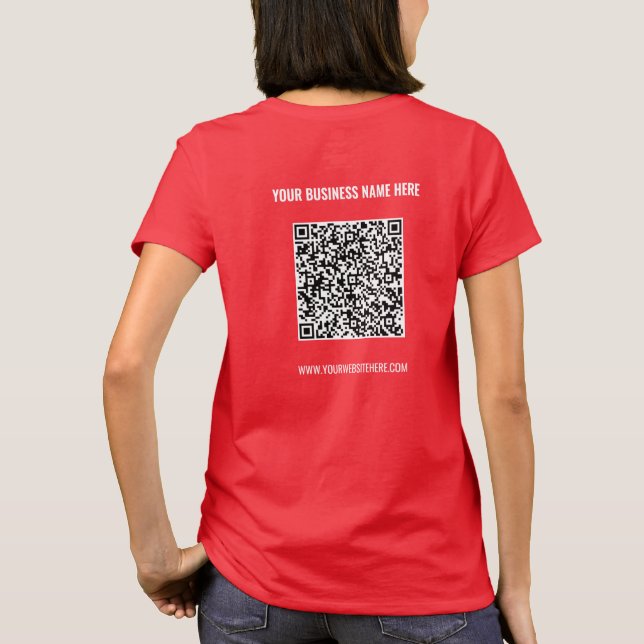 QR Code Scan Info Custom Text Business T-Shirt (Back)