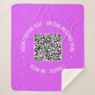 QR Code Scan Info Custom Text Colour Sherpa Blanke Blanket