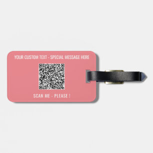 QR Code Scan Info Custom Text Colours Luggage Tag
