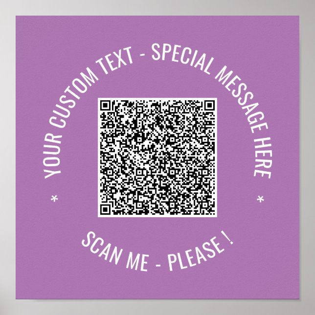  QR Code Scan Info Custom Text Colours Personalise Poster (Front)
