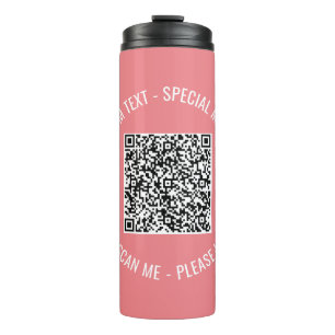 QR Code Scan Info Custom Text Colours Personalise Thermal Tumbler