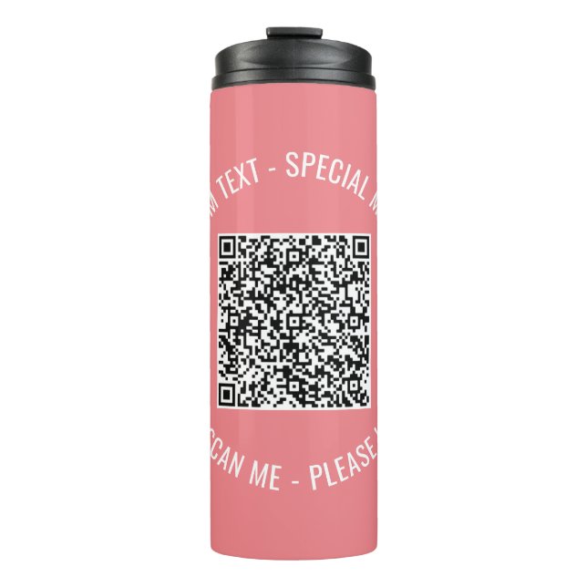  QR Code Scan Info Custom Text Colours Personalise Thermal Tumbler (Front)