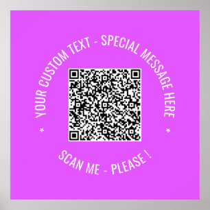 QR Code Scan Info Custom Text Colours Poster Print
