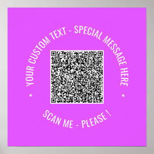 QR Code Scan Info Custom Text Colours Poster Print