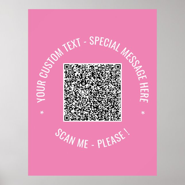 QR Code Scan Info Custom Text Colours Your Poster (Front)