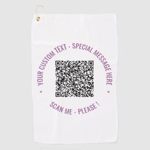 QR Code Scan Info Custom Text Golf Towel