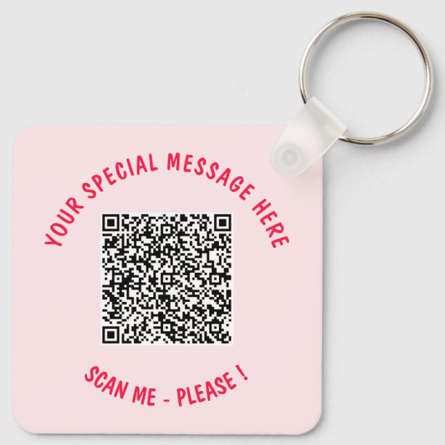 QR Code Scan Info Custom Text Keychain Gift (Back)