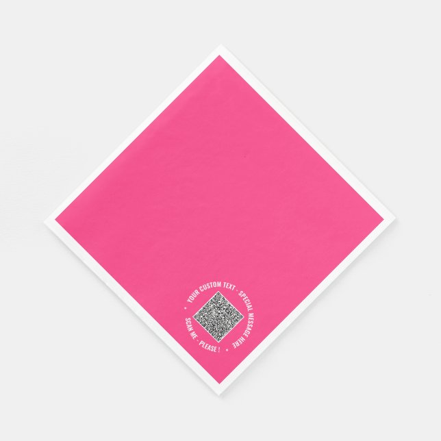 QR Code Scan Info Custom Text Napkins Your Colour (Corner)