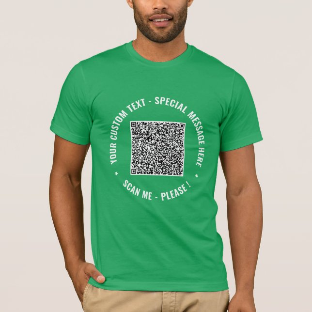 QR Code Scan Info Custom Text Personalised T-Shirt (Front)