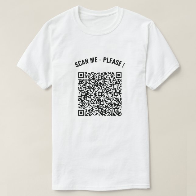 QR Code Scan Info Custom Text Playful T-Shirt Gift (Design Front)