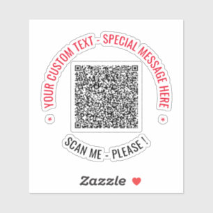 QR Code Scan Info Custom Text Sticker Template