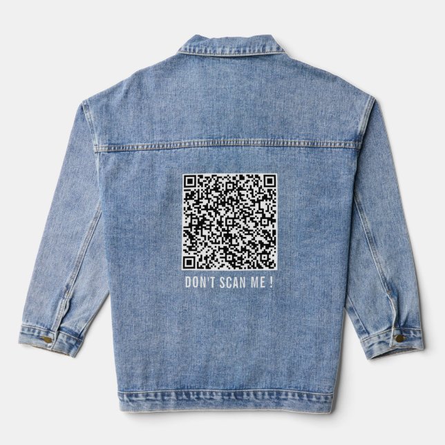 QR Code Scan Info Funny Denim Jacket - Custom Text (Back)