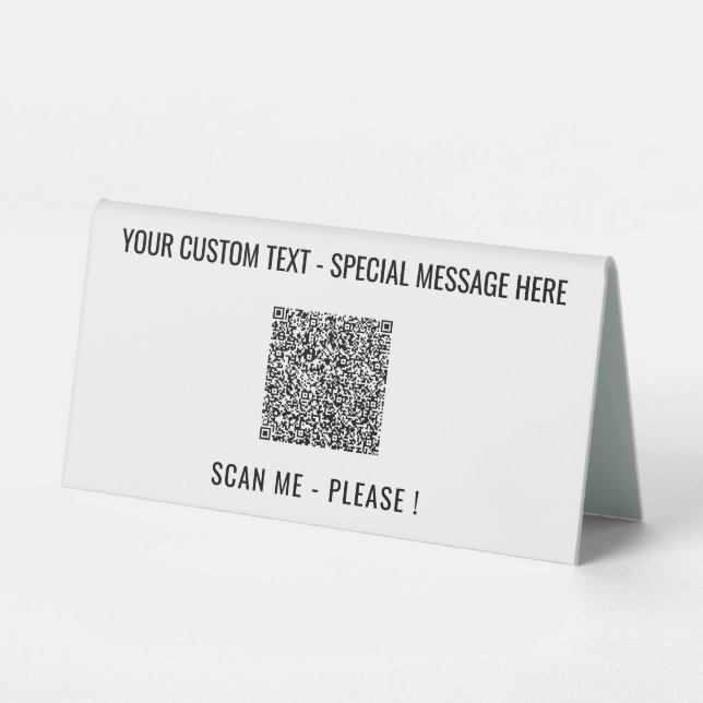 QR Code Scan Info Table Sign Your Text and Colours (Front)