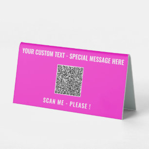QR Code Scan Info Text and Colours Table Tent Sign