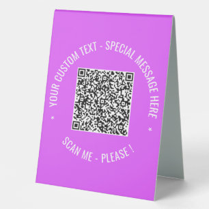 QR Code Scan Info Text and Colours Tent Sign