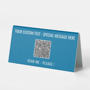 QR Code Scan Info Text Table Tent Sign Your Colour