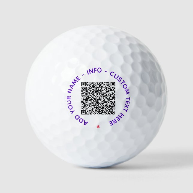 QR Code Scan Info Your Custom Text Golf Balls (Front)