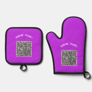QR Code Scan Info Your Special Message Gift Oven Mitt & Pot Holder Set