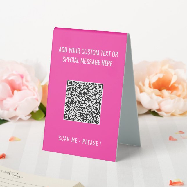 QR Code Scan Info Your Text and Colours Table Sign (In SItu (Wedding))