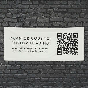 QR Code Scan Me Business Grey 6' Outdoor Banner