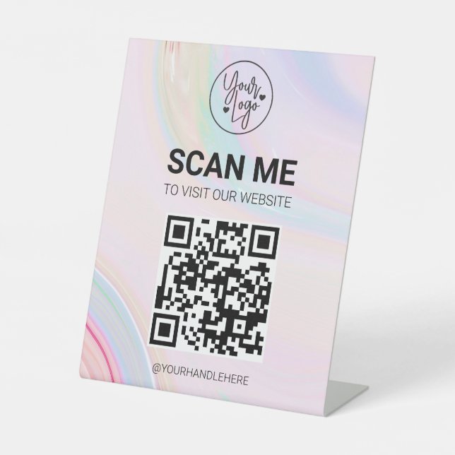 QR Code Scan Me Business Menu Website Services Ped Pedestal Sign (Front)