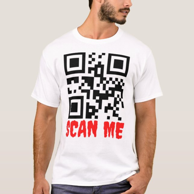 Qr Code Scan Me Find Me Identification Scan Barcod T-Shirt (Front)