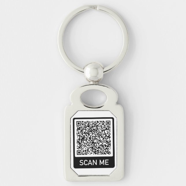 QR Code - Scan Me Professional Personalised Modern Key Ring (Front)