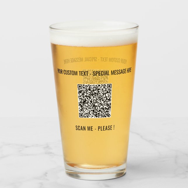 QR Code Scan Promotional Glass Your Text and Colou (Front Filled)