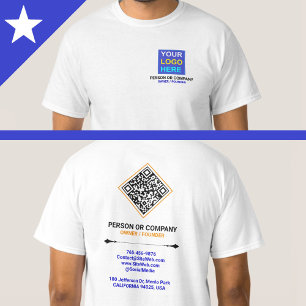 (QR Code Scan & Text) Custom Business Company Logo T-Shirt